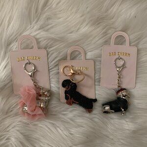 ANTHROPOLOGIE Dachshund Dog Bag Charms Set (3 PIECES SET)